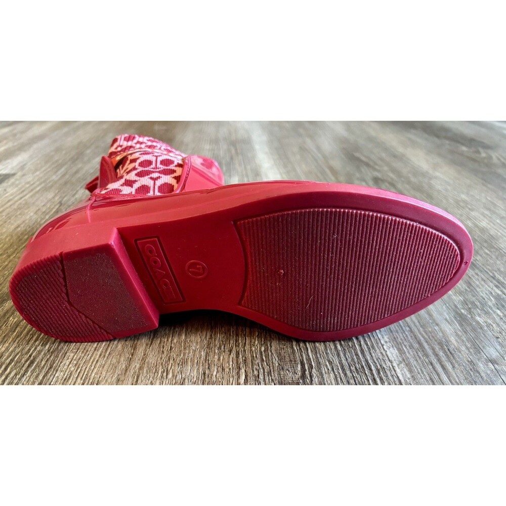Coach Rivington Red Candy Apple Rain Boot Ankle RIGHT SHOE ONLY AMPUTEE Size 7 - Picture 7 of 7